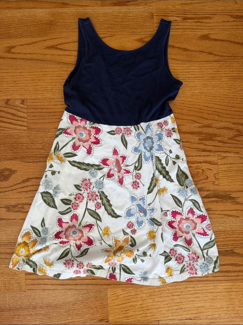 Navy & Floral Tank Dress for Kids